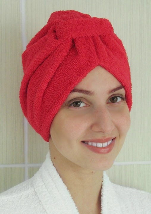 Turban do kúpeľne červený