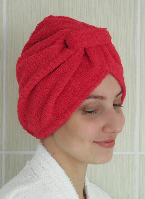 Turban do koupelny červený