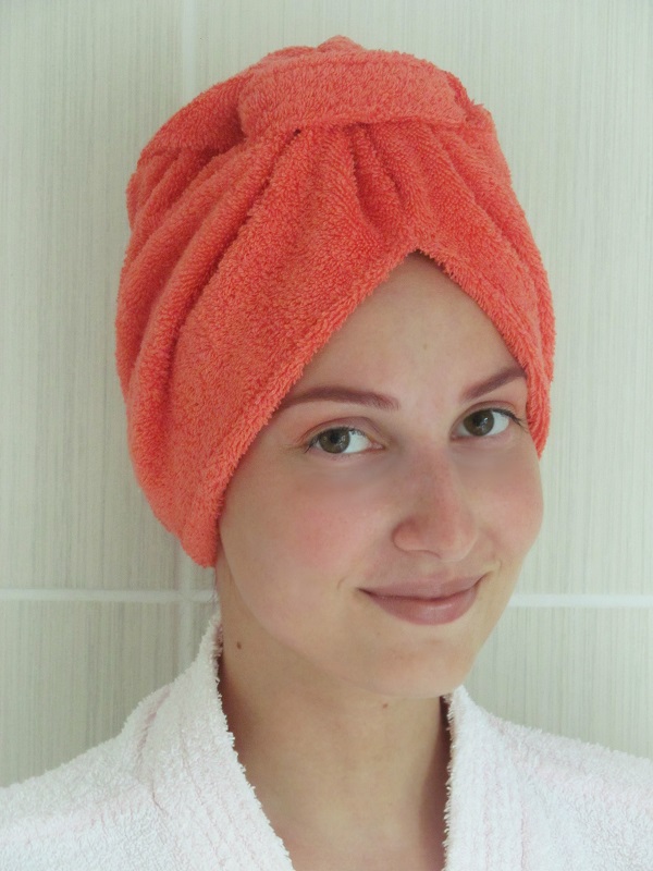 Turban do kúpeľne koralový 