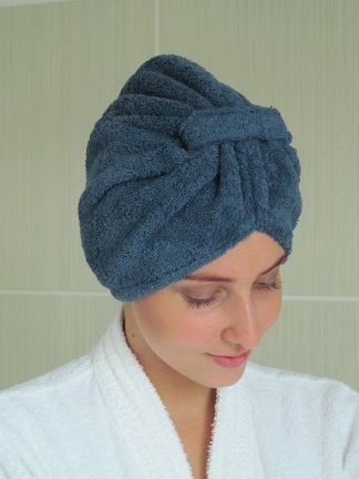 Turban do kúpeľne tmavomodrý