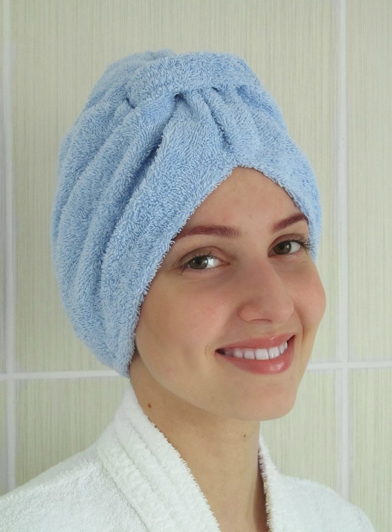 Turban do kúpeľne svetlomodrý