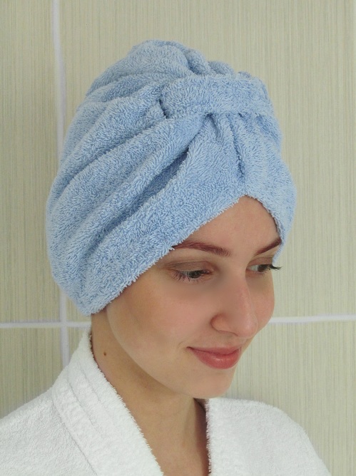 Turban do kúpeľne svetlomodrý